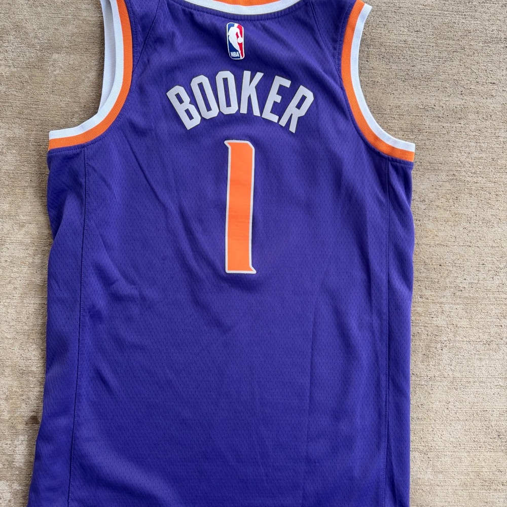 Nike Phoenix Suns Devin Booker #1 Purple Orange Jersey Size 40, (Small)